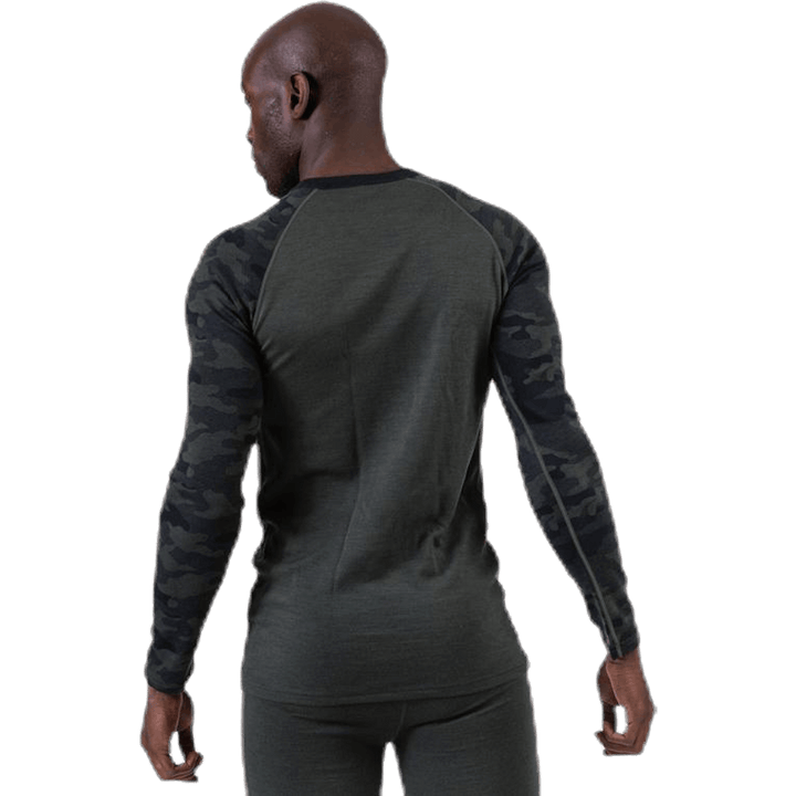Camo Merino Wool Crew Grön