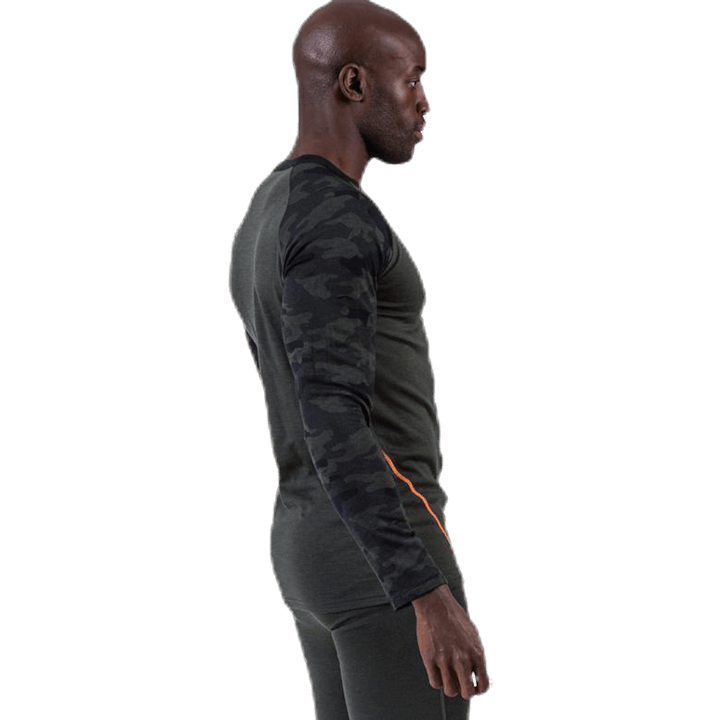 Camo Merino Wool Crew Grön