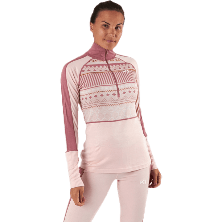 Perle Half-Zip Shirt Pink