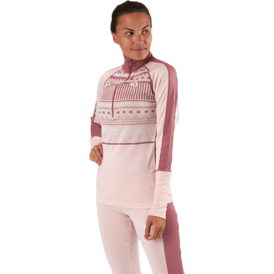 Perle Half-Zip Shirt Pink