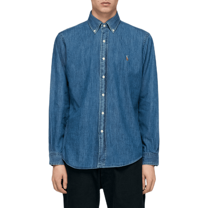 Camicia di jeans su misura blu