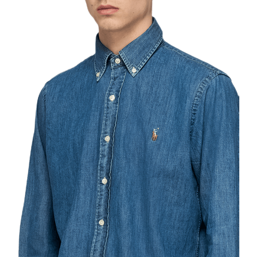 Camicia di jeans su misura blu