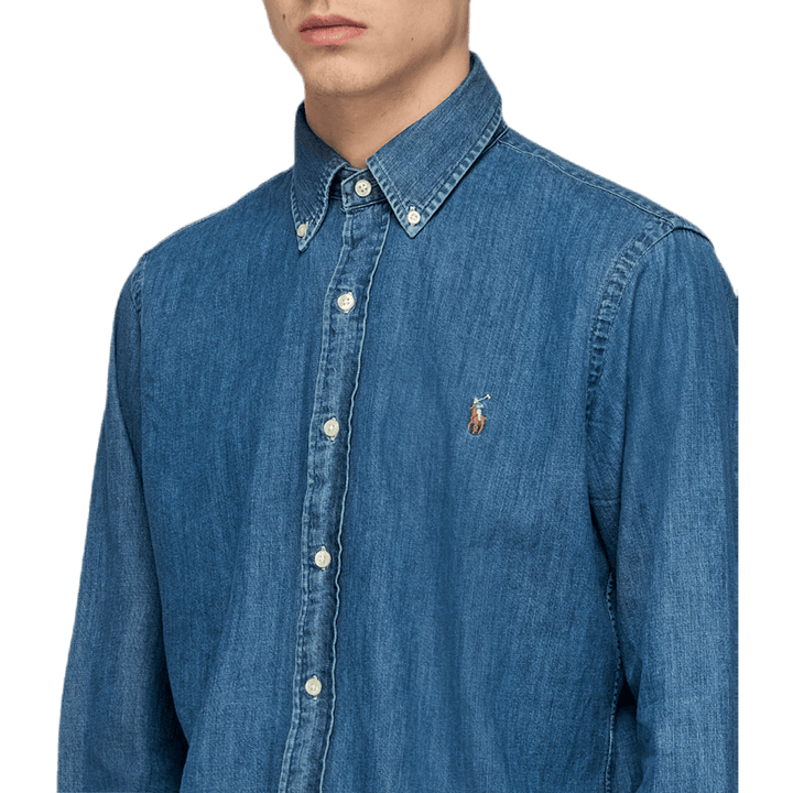 Camicia di jeans su misura blu