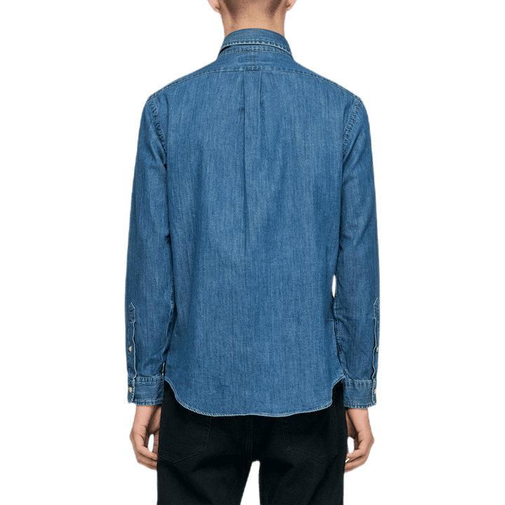 Camicia di jeans su misura blu