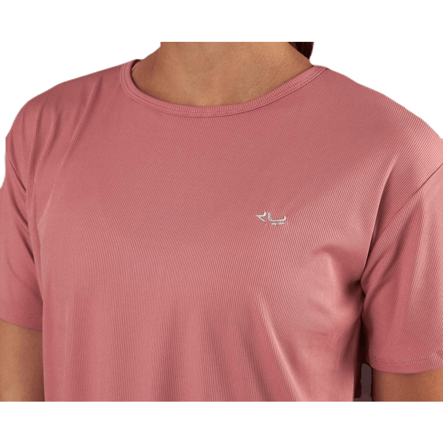 T-shirt côtelé avec logo rose