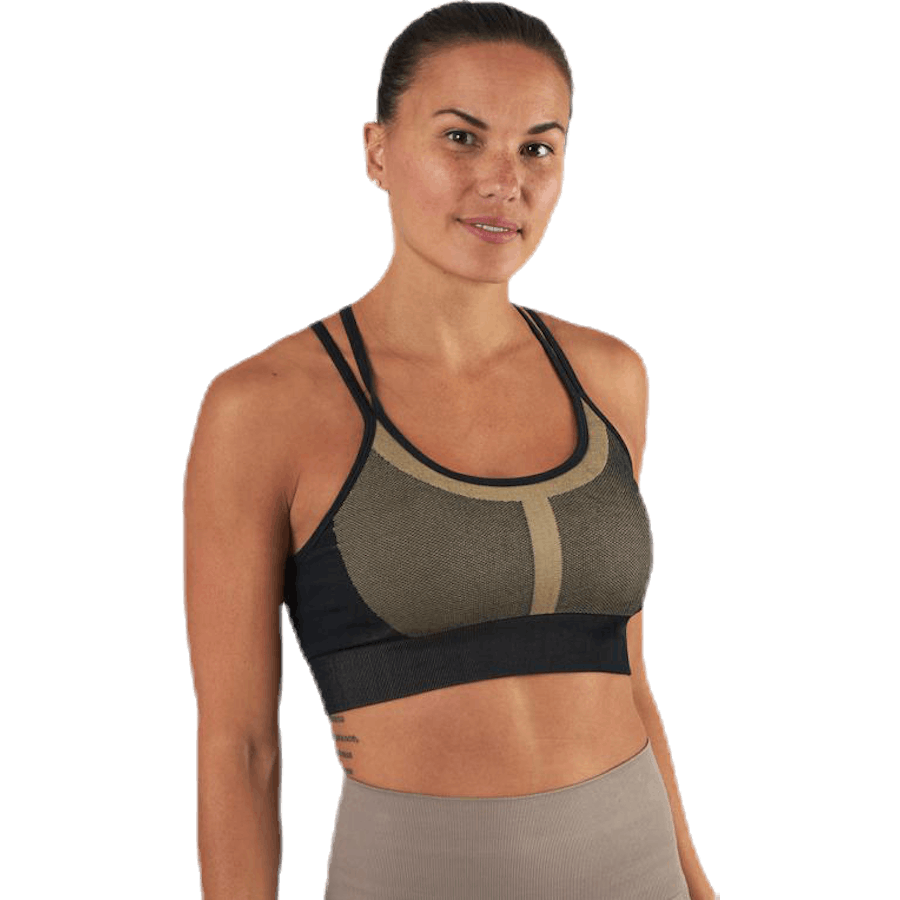 Sport-BH med sömlösa band Beige