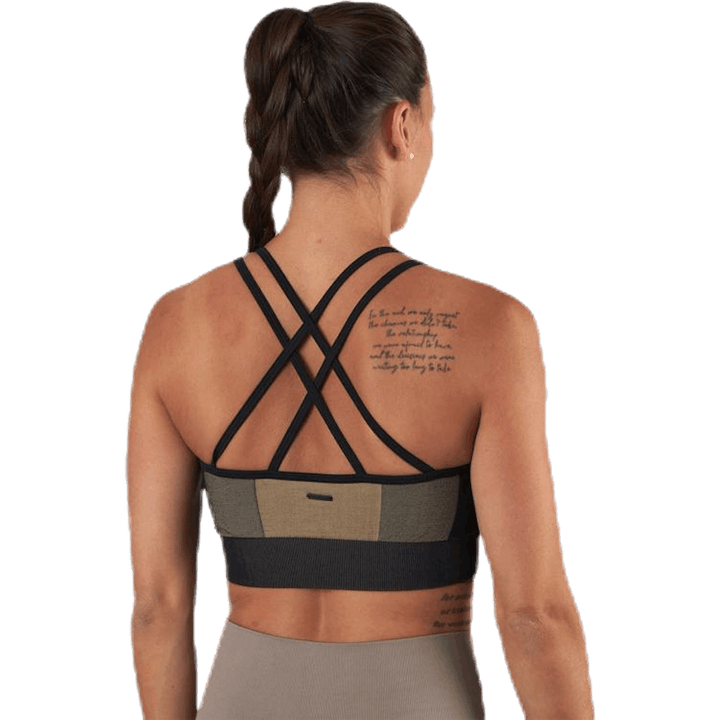 Sport-BH med sömlösa band Beige