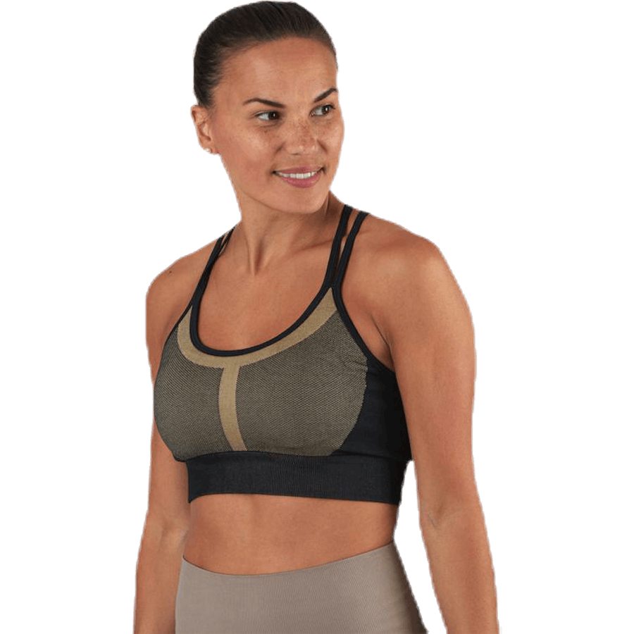 Sport-BH med sömlösa band Beige