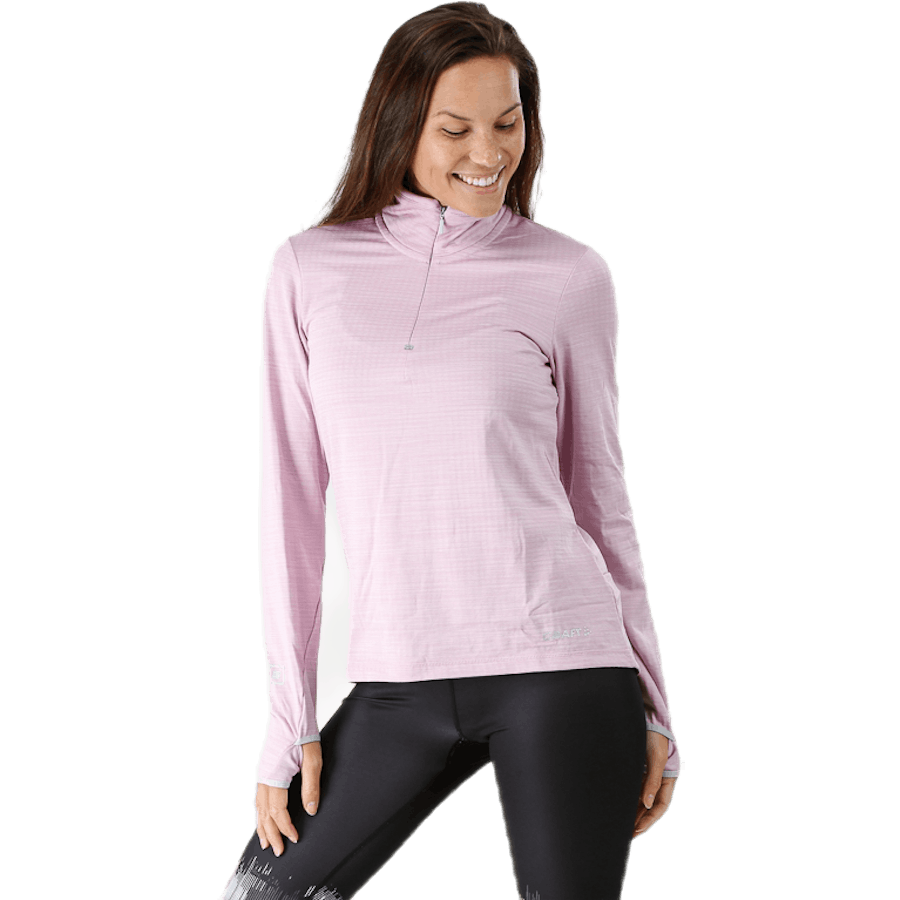 Grid Halfzip W Pink/Red