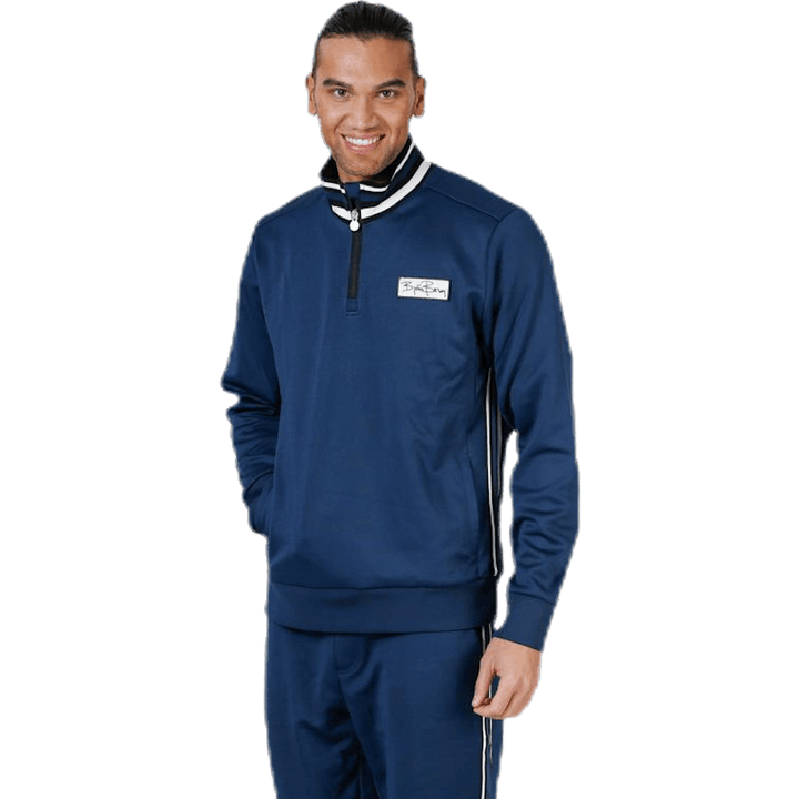 Veste de survêtement Signature à demi-fermeture éclair bleue