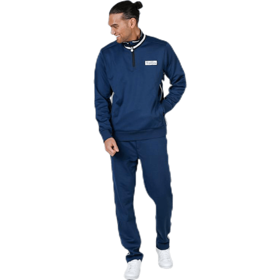 Veste de survêtement Signature à demi-fermeture éclair bleue
