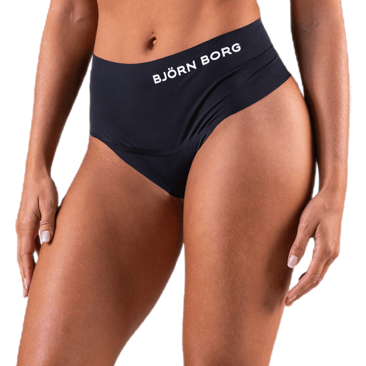 High Waist String Solid Black