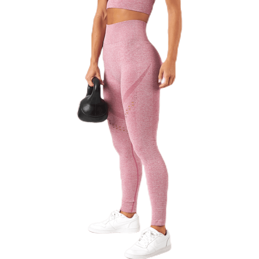 Fitness bezšvové sieťované pančucháče ružové