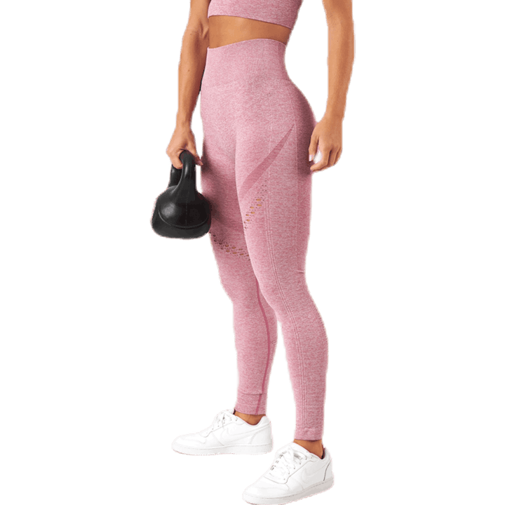 Fitness bezšvové sieťované pančucháče ružové
