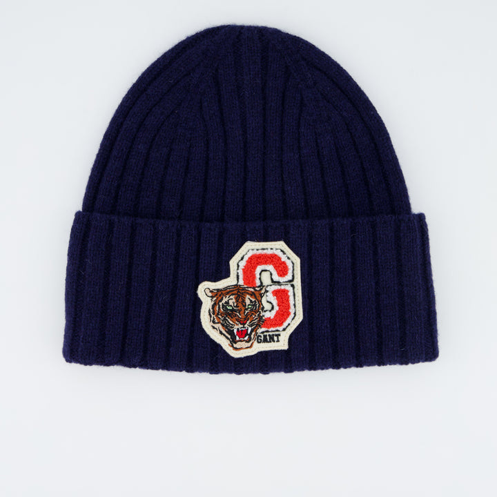 D2. Tiger Knitted Beanie Evening Blue