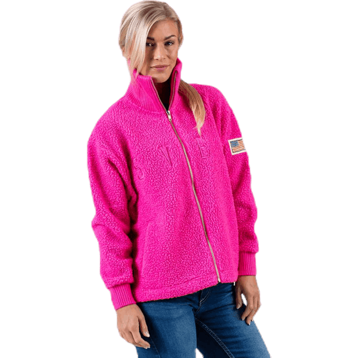 Kathryn Pile Zip Sweater Pink