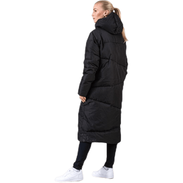 Veste longue noire à grande poche avant