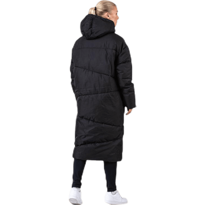 Veste longue noire à grande poche avant