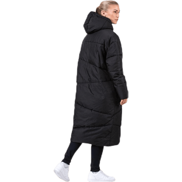 Veste longue noire à grande poche avant