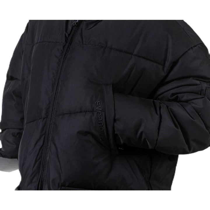 Veste longue noire à grande poche avant