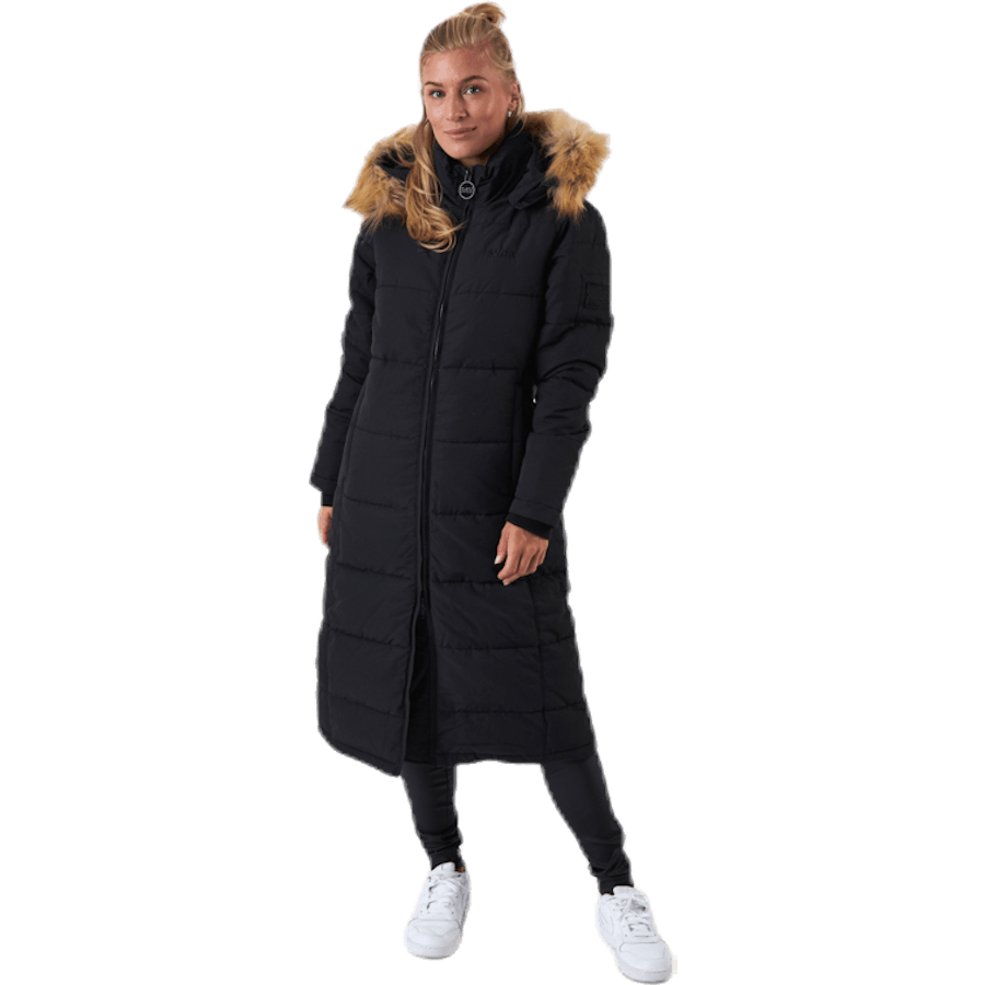 Long Slim Padded Parka Black