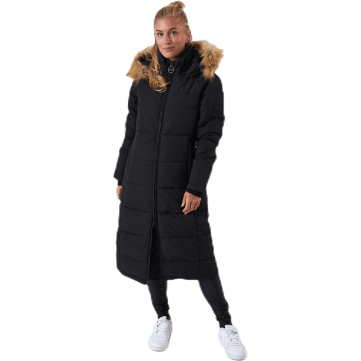 Long Slim Padded Parka Black
