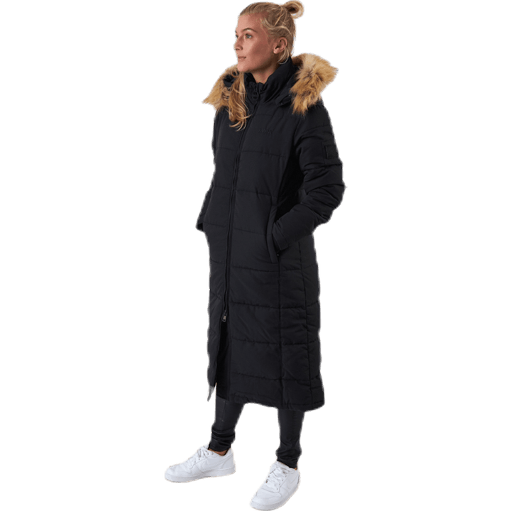 Long Slim Padded Parka Black