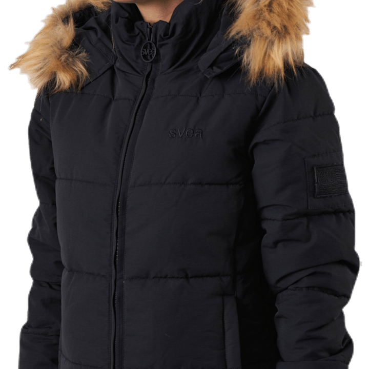 Long Slim Padded Parka Black