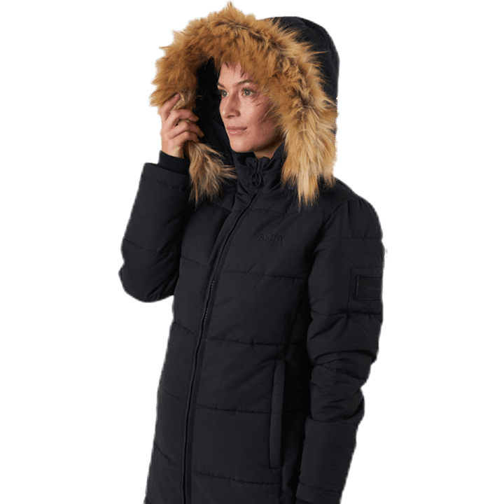 Long Slim Padded Parka Black