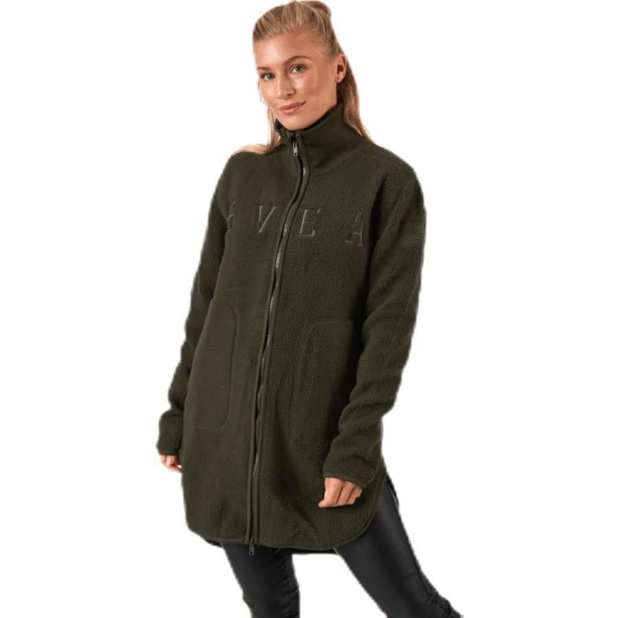 Long Pile Zip Sweat Green