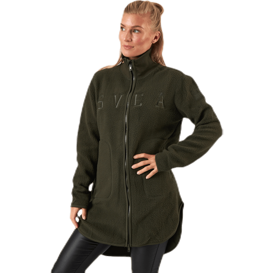 Long Pile Zip Sweat Green