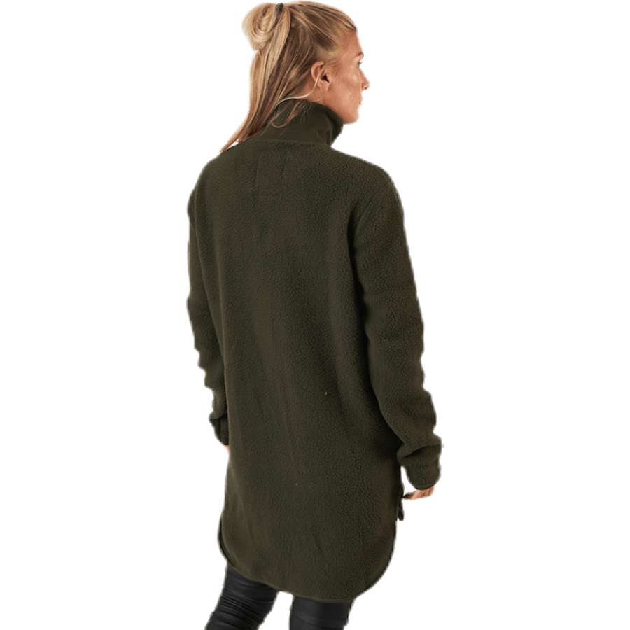 Long Pile Zip Sweat Green