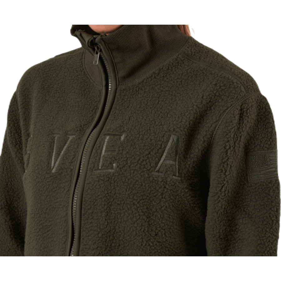 Long Pile Zip Sweat Green