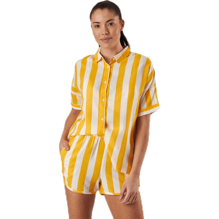 Chemise manches courtes Nibe à grosses rayures jaune
