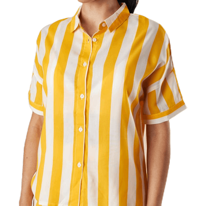 Chemise manches courtes Nibe à grosses rayures jaune