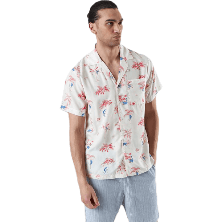 Shirt Short Sleeve Marstrand Monkey Trees White