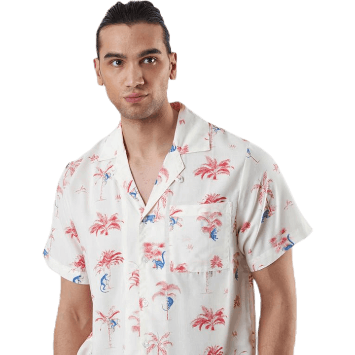 Shirt Short Sleeve Marstrand Monkey Trees White