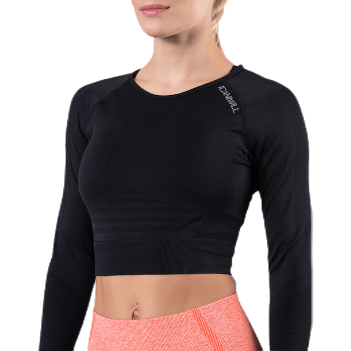 Define Seamless L/S Crop Top Nero