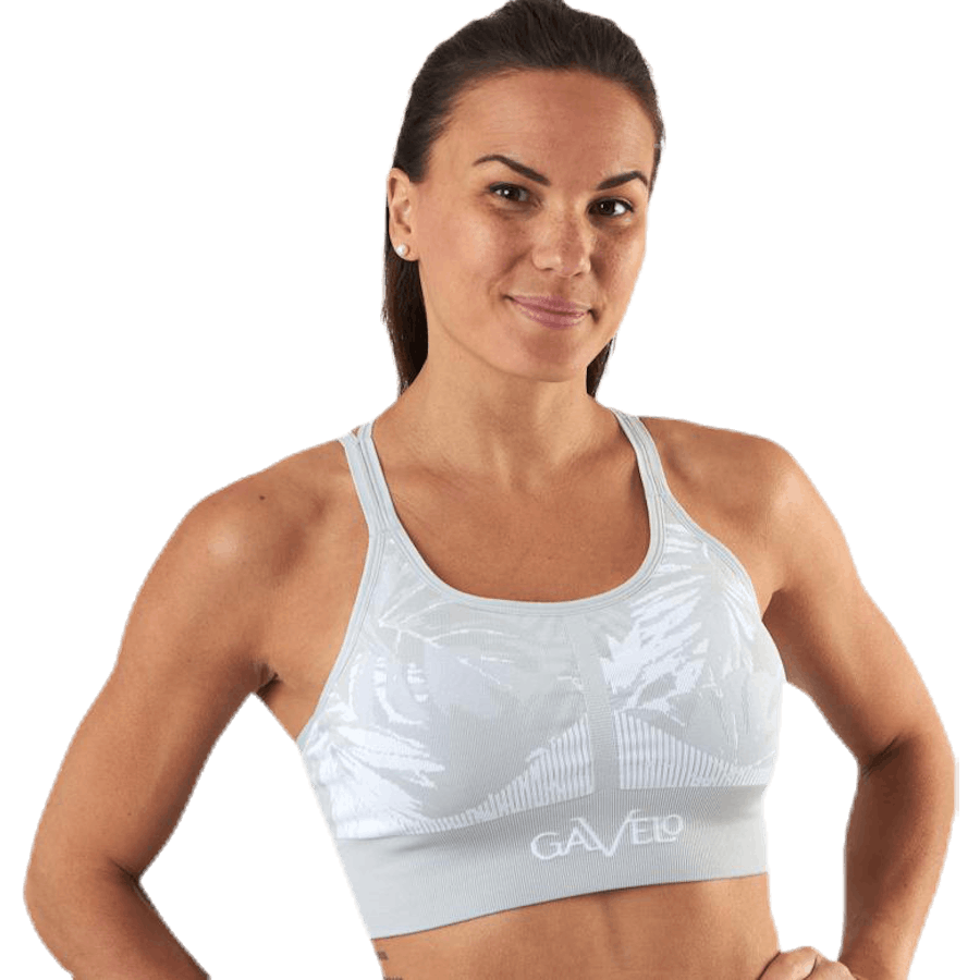 Seamless Floral Sports Bra Grey