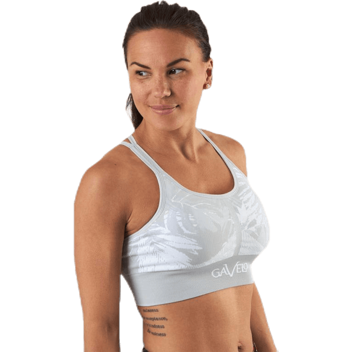 Seamless Floral Sports Bra Grey