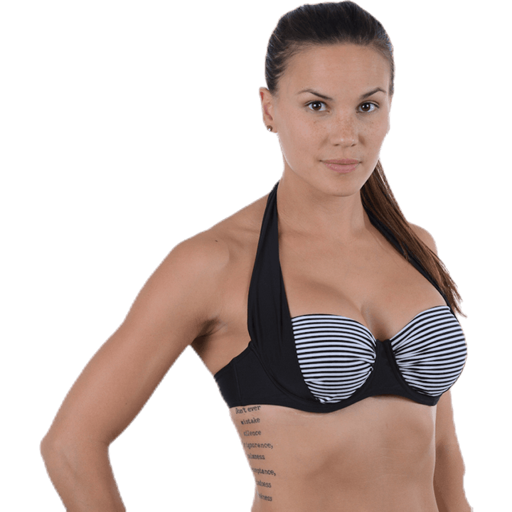 Black Stripe Halterneck Black
