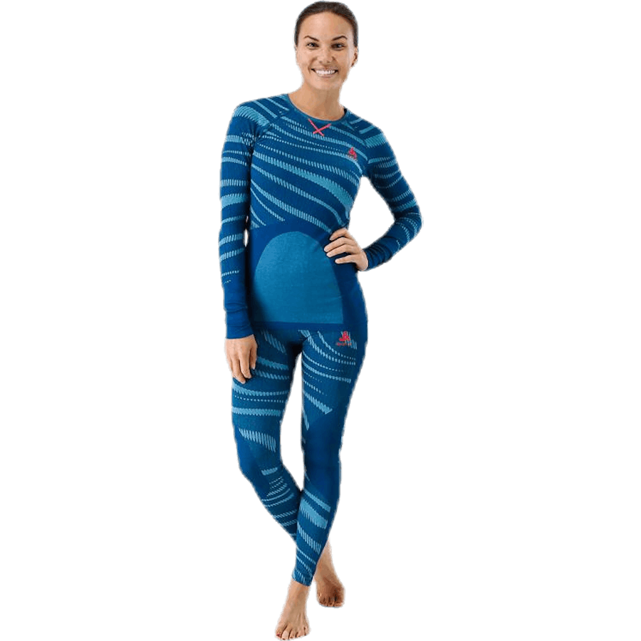 Suw Top Crew Neck LS Performance Blackcomb Blue/Pink