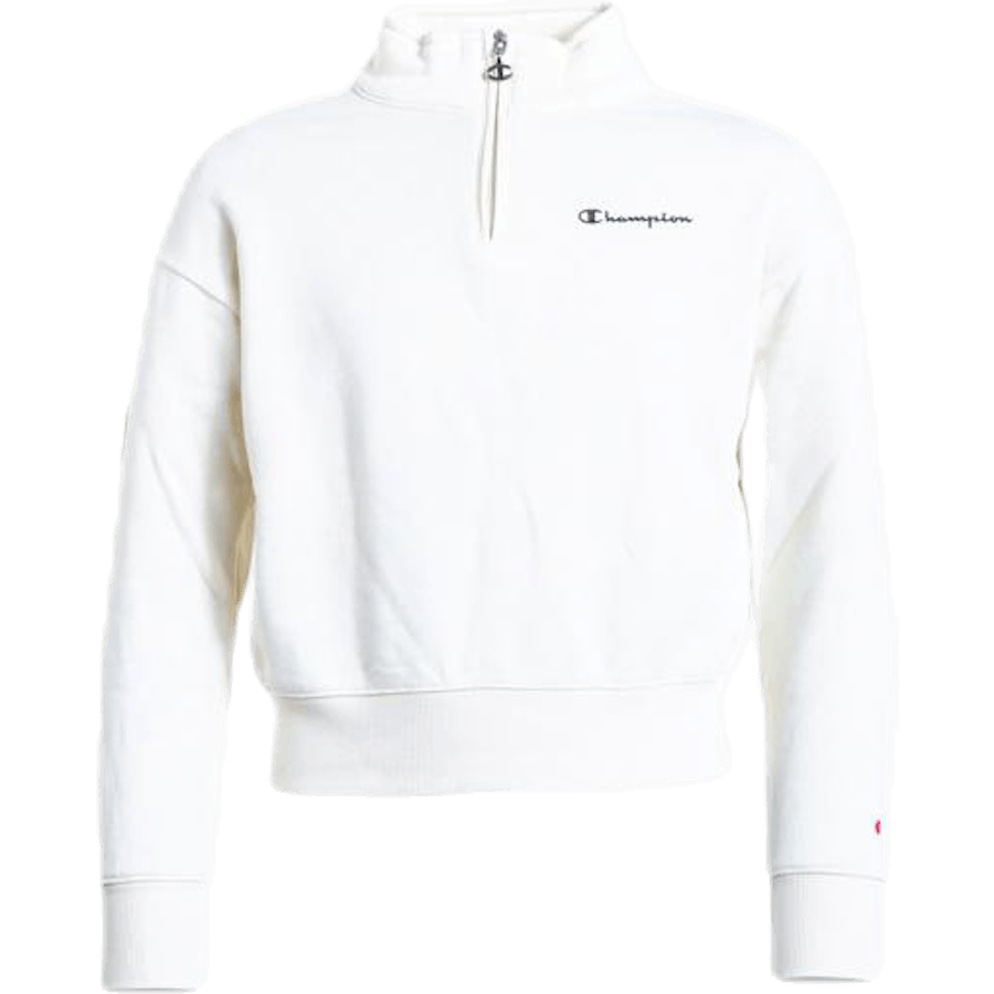 Mädchen Sweatshirt mit halbem Reißverschluss Weiß