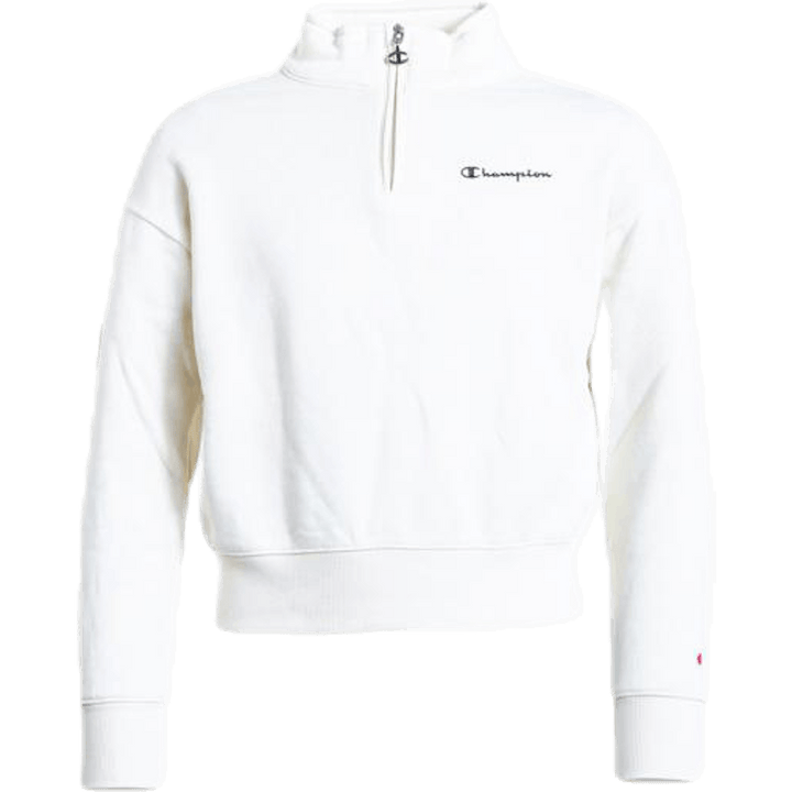 Mädchen Sweatshirt mit halbem Reißverschluss Weiß