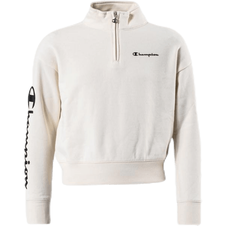 Mädchen Sweatshirt mit halbem Reißverschluss Weiß