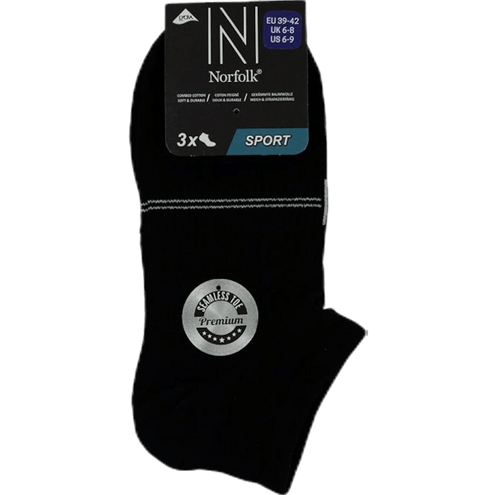 Fresh- 3-Pack Cotton Low Cut Training Socks Black