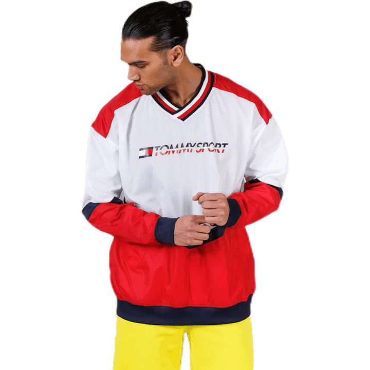 Pull Over Jacket With Rib Red