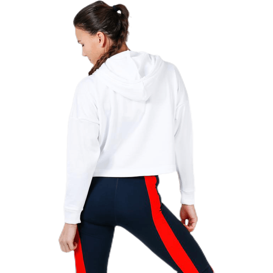 Hoody Cropped Vertical Logo White