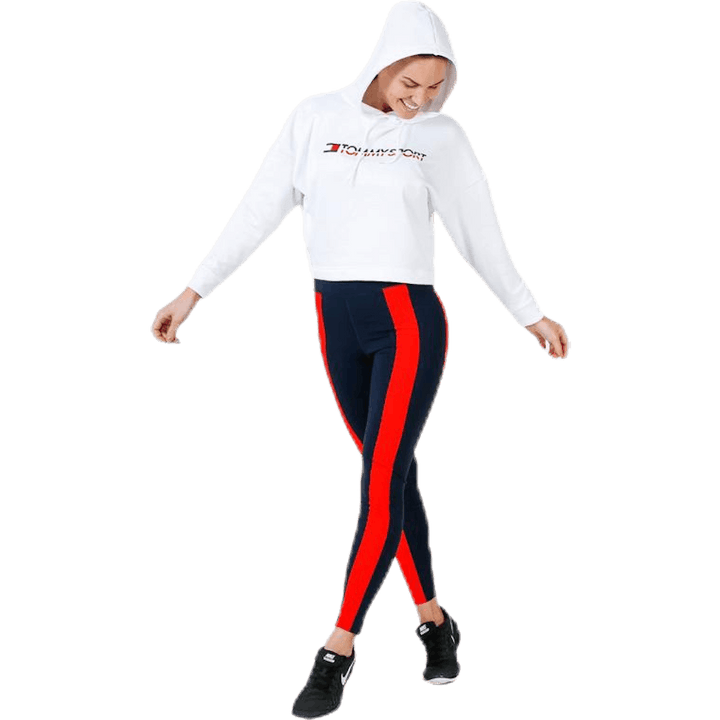 Hoody Cropped Vertical Logo White