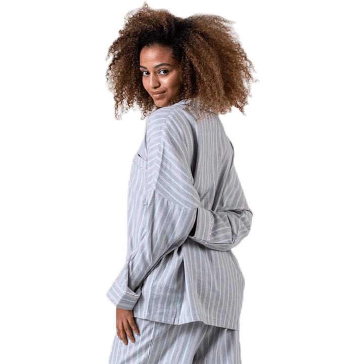 L/S Button Down White/Black